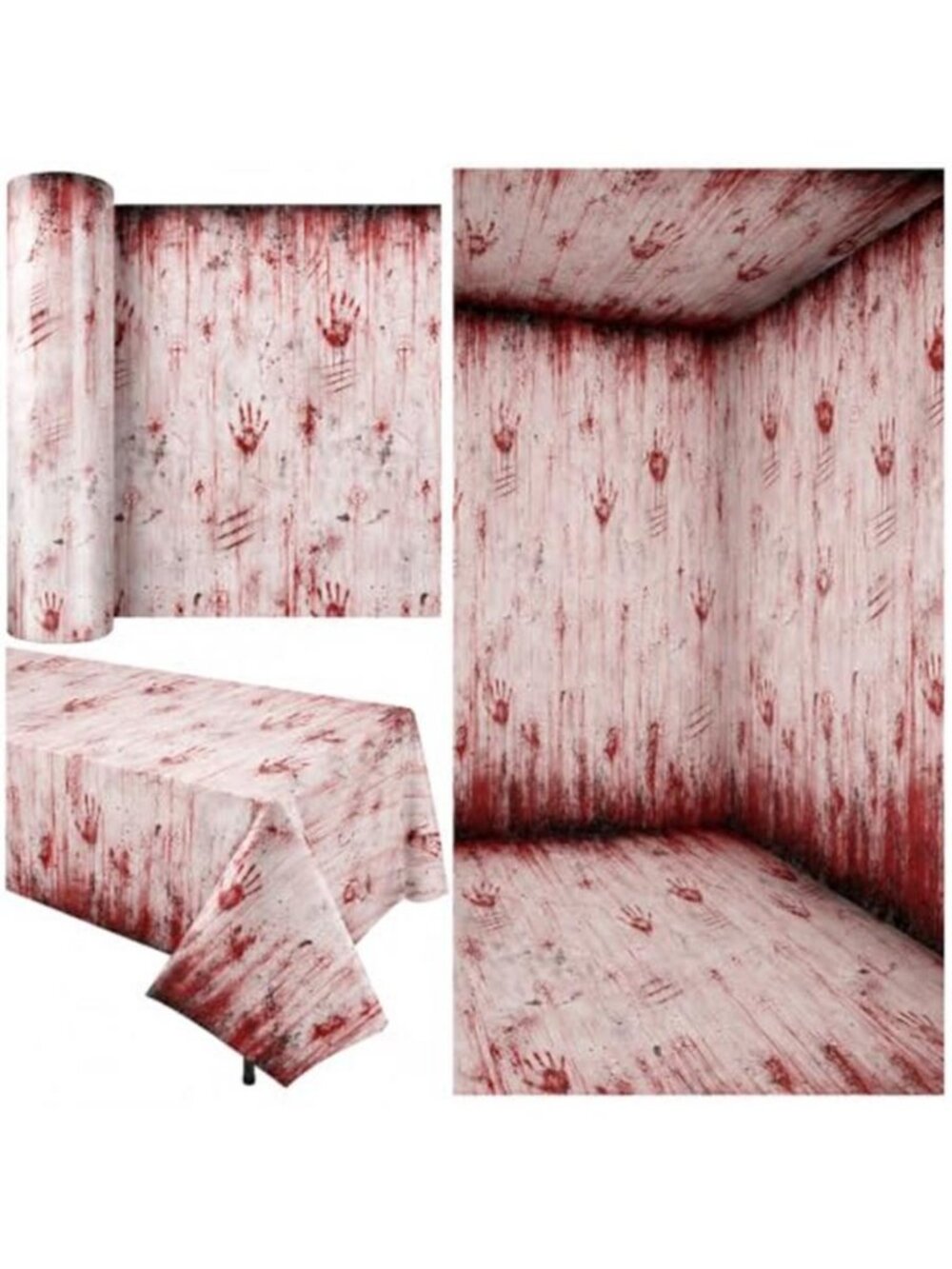 54 in x 100 Ft Bloody Print Halloween Tablecloth Roll Scary Party Decor
